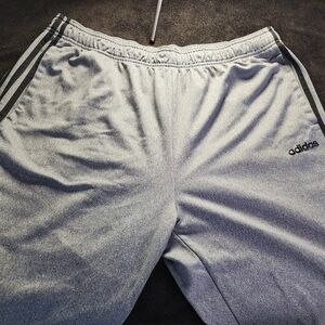 adidas Light Gray Men’s Athletic Joggers with Side Stripes